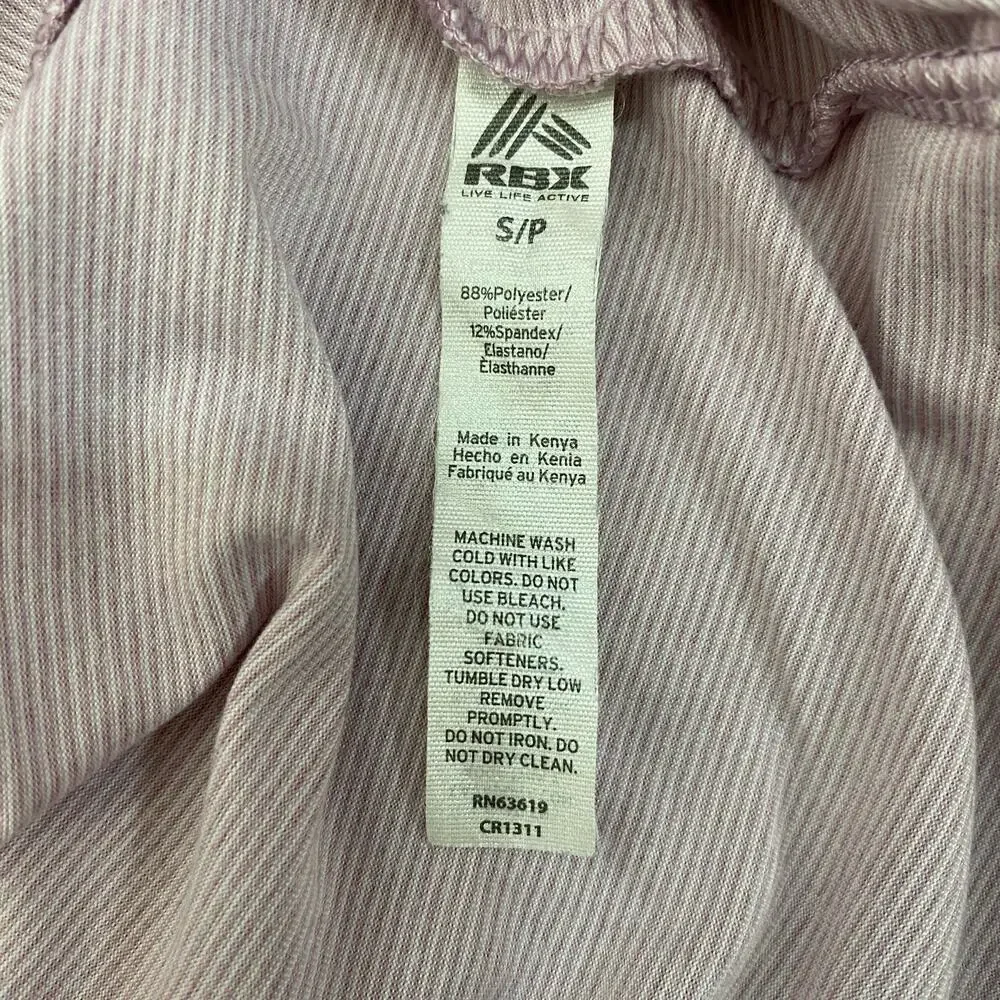 RBX Performance Pink Purple Micro Striped Hooded Athletic Top Womens Sz Small